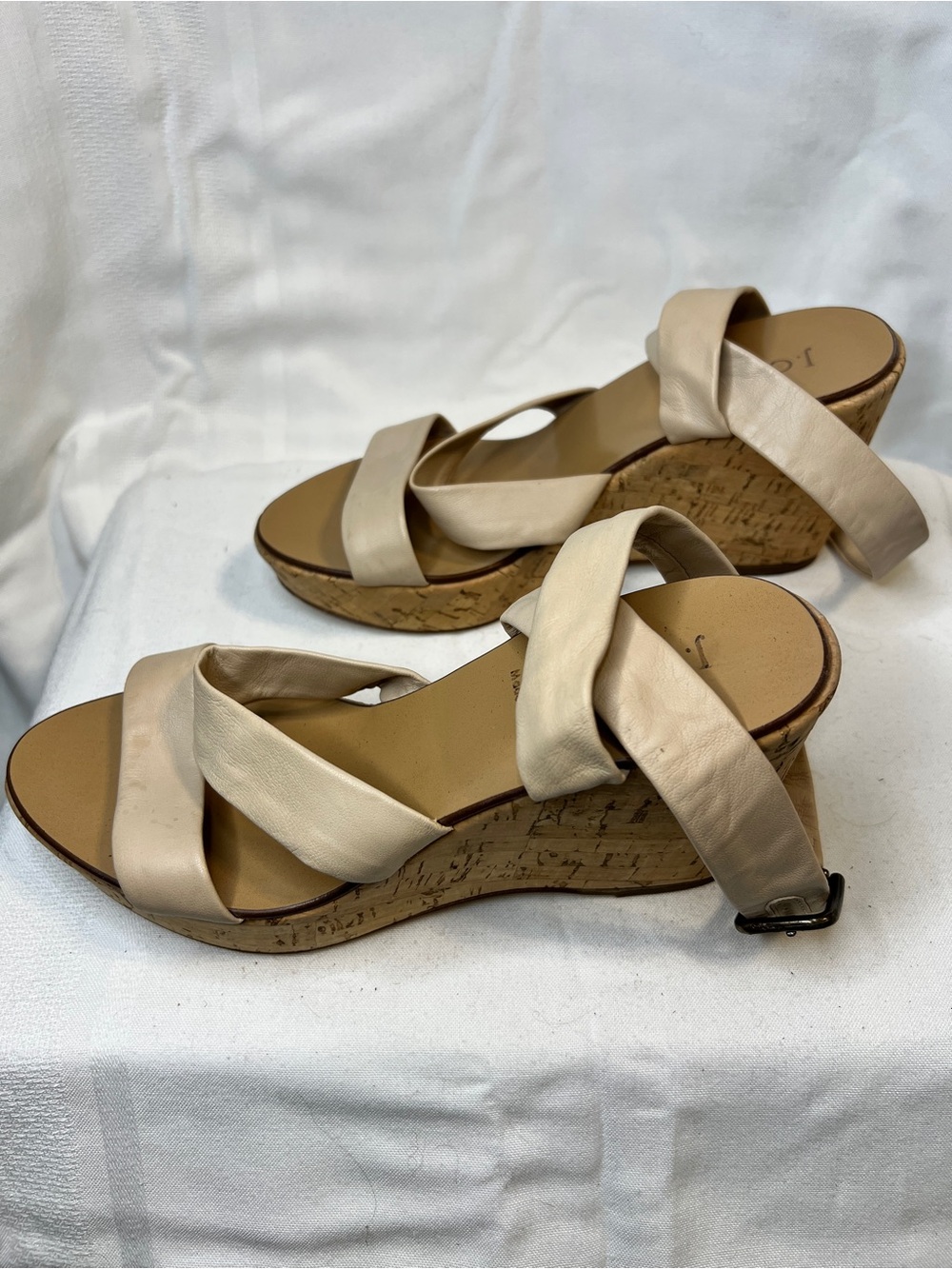 EUC J. Crew Maryanne Leather and Cork Wedge Platform Sandals. Women’s size 7